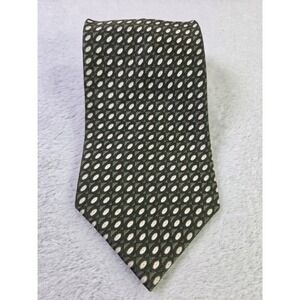 Chez Roffe New York Silk Tie Olive Green Geometric Dot Necktie Mens Classic USA
